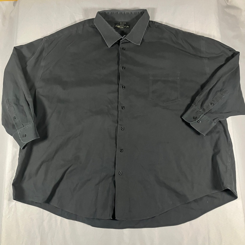 Pronto Uomo Non Iron Dress Shirt Men Solid Dark Gray Long Sleeve Button 22 34/35